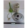 Image 1 : (2) Ceramic Vases, Top Rod to Table Lamp, Food Cover