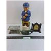 Image 1 : Vintage Table Decor (Porcelain Hunter, Wind-up Clock, Jade Horse - Broken Legs, Stone Altar)