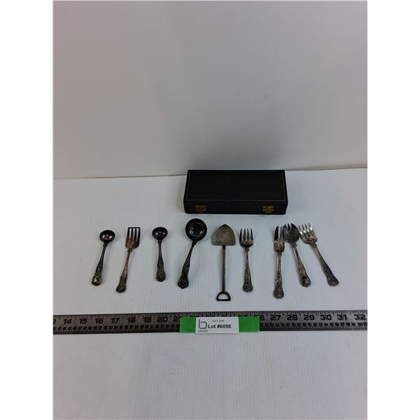 (9) Vintage Silver Plated Utensils With Case