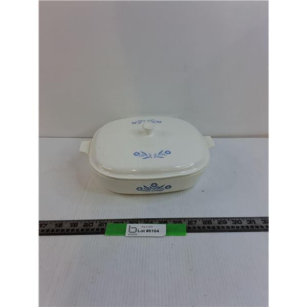 Corning White Blue Flowers Casserole Dish