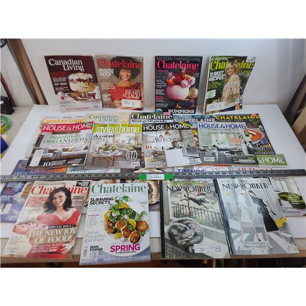 (22) Magazines Chatelaine, Canadian Living, The New Yorker, Misc.