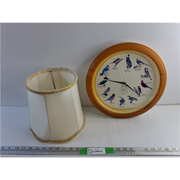 Audubon Quartz Wall Clock - Tested and Lamp Shade