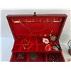 Image 3 : Ladies Watches, Necklaces, Shirt Pins, Red Jewelry Box and Candle Lantern