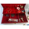 Image 4 : Ladies Watches, Necklaces, Shirt Pins, Red Jewelry Box and Candle Lantern