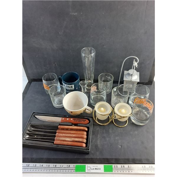 Kitchen Knives, Candle Holders & Lantern, Mugs and Glass Cups