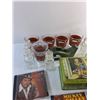 Image 2 : Rexall Bottles, Glass Cups, Kerosene Lamp, Tape Holder and Various Audio CDs