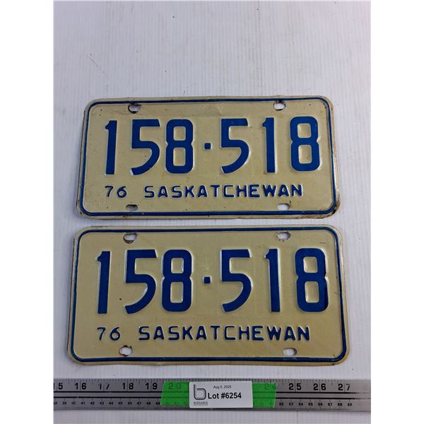 1976 Saskatchewan License Plates