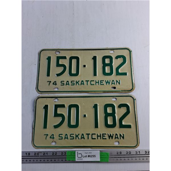 1974 Saskatchewan License Plates