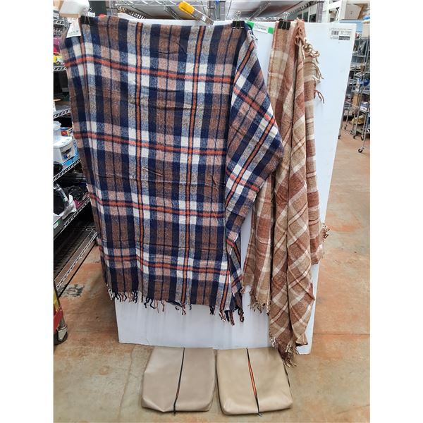 (2) Acrylic Blankets 60" x 50" and Blanket Bags