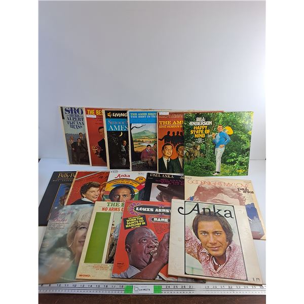 Various Vinyl Records - Bill Anderson, Paul Anka and Carrol Baker