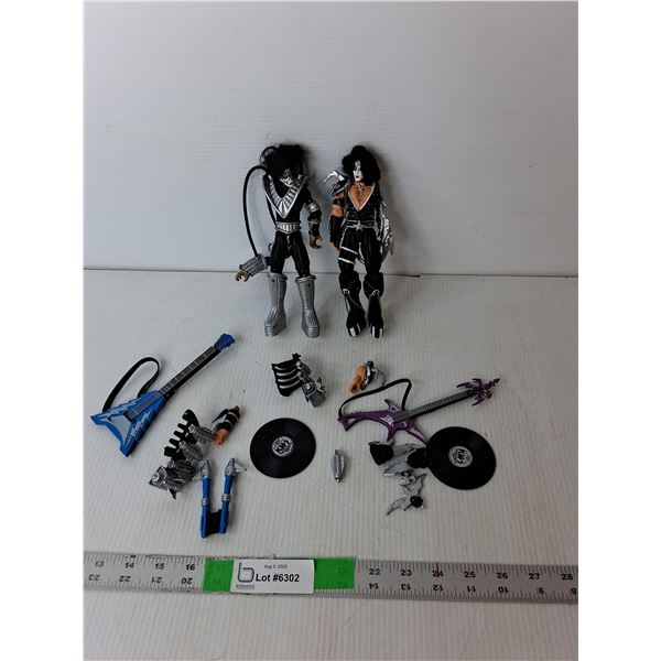 (2) KISS Figurines with Accessories- As Is
