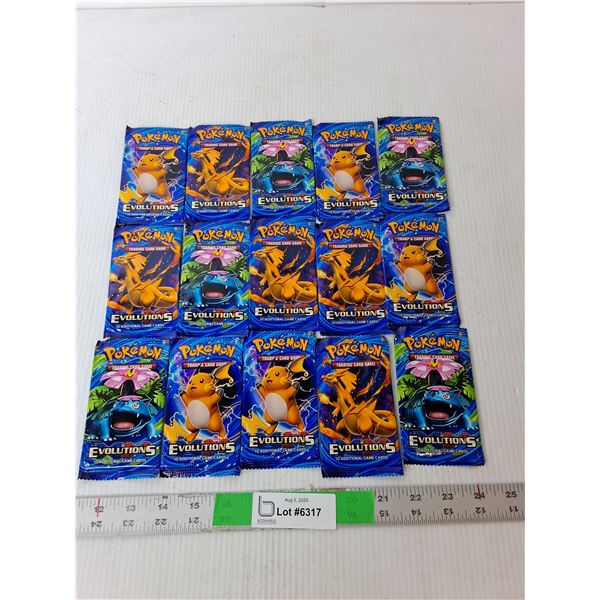 (15) Pokemon Evolutions Trading Card Packs- Sealed, Cannot Authenticate