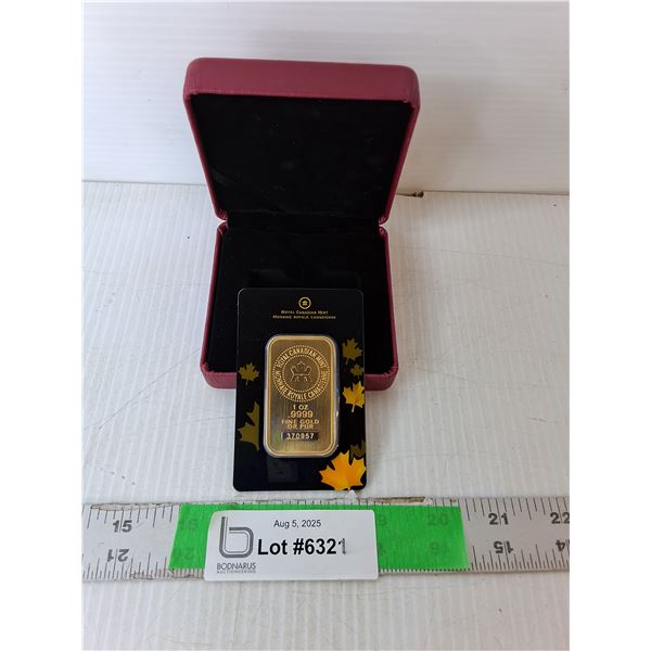 ^Royal Canadian Mint 1 oz. Gold Ingot, Cannot Authenticate