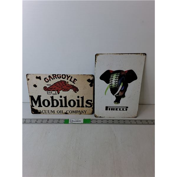 Pirelli and Mobiloils Signs - 12x18