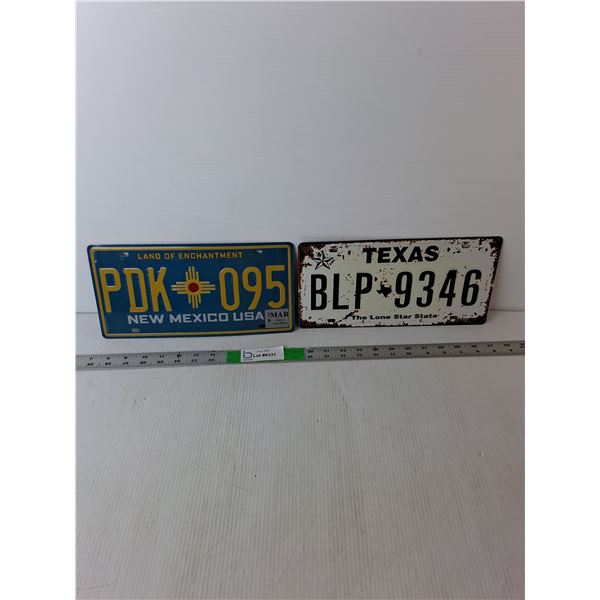 New Mexico & Texas Novelty License Plates