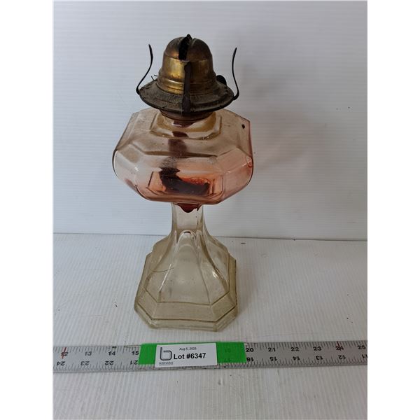 Glass Oil Lamp- As Is, Cannot Ship 12" Tall