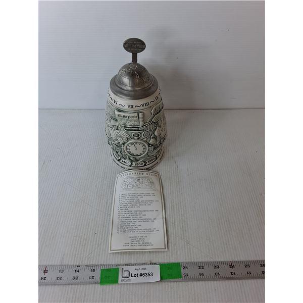 Ceramic Millenium Beer Stein 10" Tall