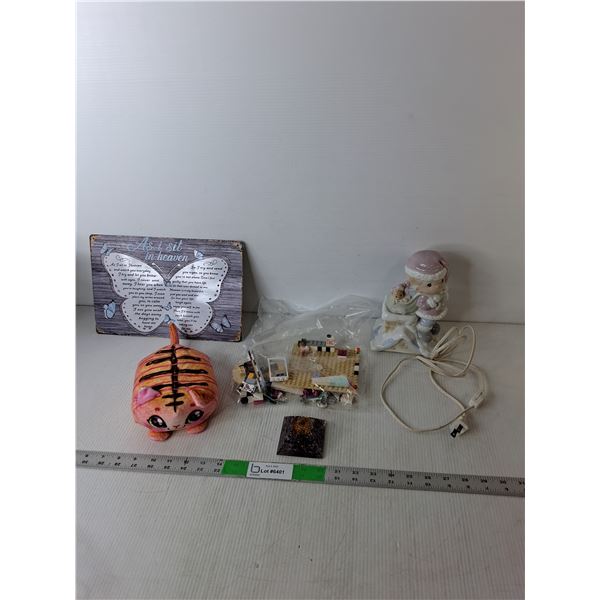 Precious Moments Lamp- Working, Decorative Resin Pyramid, Cookeez Talking Cat, Misc.