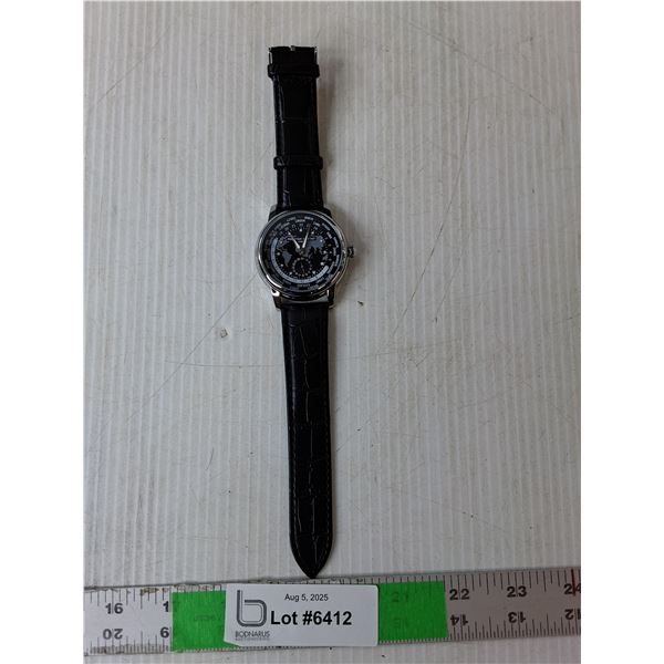 Men's Geneve Watch- As Is with Leather Wristband, Cannot Authenticate