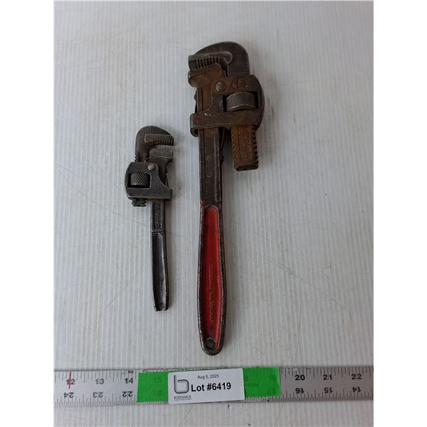 (2) Pipe Wrenches Up to 14" Long