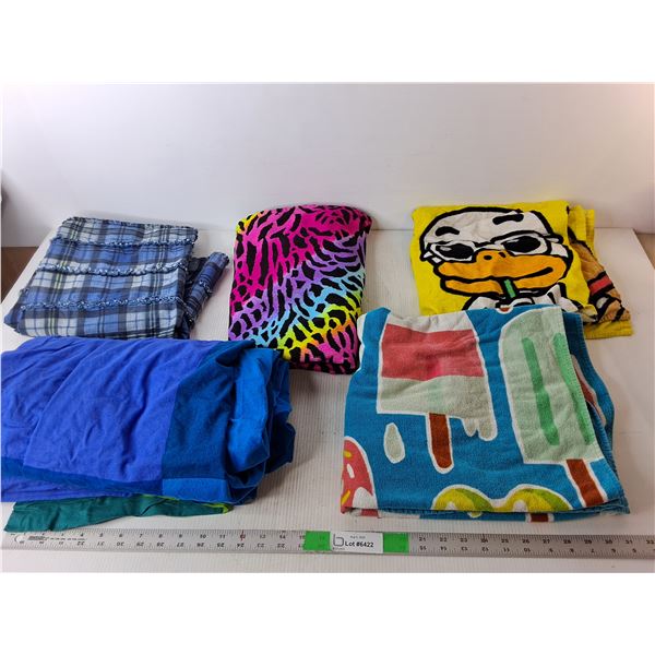 (3) Beach Towels, Twin Bedsheet & Picnic Blanket