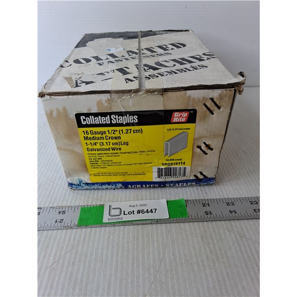 Box of Grip Rite Collated 1/2" Staples-Cannot Ship