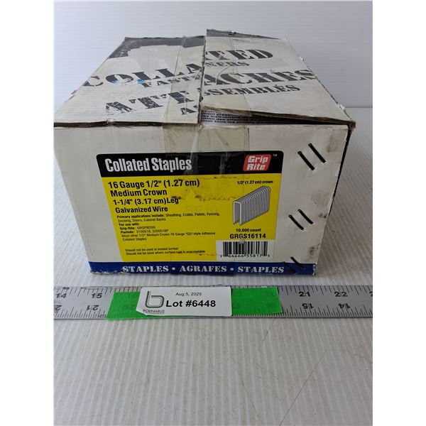 Box of Grip Rite Collated 1/2" Staples-Cannot Ship