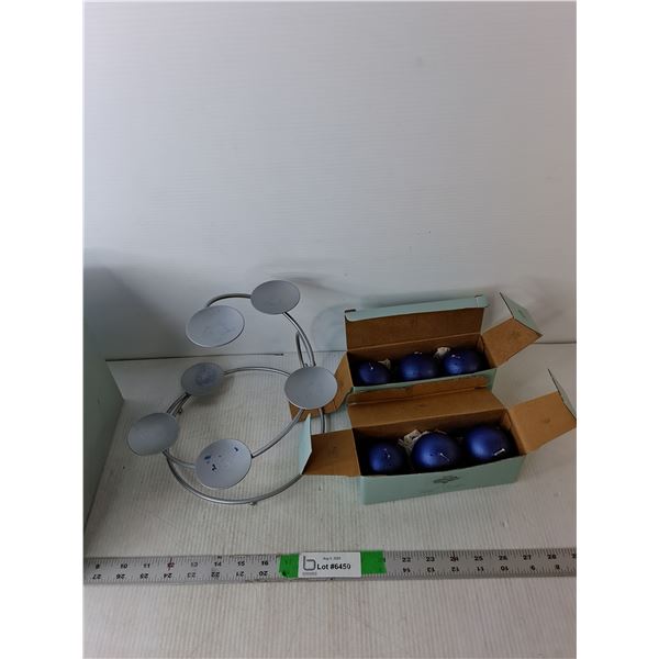 Party Lite Ball Candle Centrepiece 8" Tall & (6) Candles