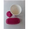 Image 2 : (4) Tupperware Plastic Travel Mugs 7.5" Tall & (2) Snack Keepers