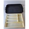 Image 2 : Dish Lot- Baking Pan 18" x 12", Cutlery Sorting Tray, Plastic Bowl & Container with Lid