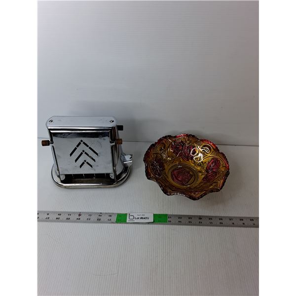 Vintage Toaster- No Plug, Untested & Painted Glass Bowl 9" Diameter