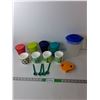 Image 1 : Plastic Dish Lot- Pitcher, (4) Tupperware Cups & (4) Mugs, Misc.