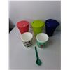Image 3 : Plastic Dish Lot- Pitcher, (4) Tupperware Cups & (4) Mugs, Misc.