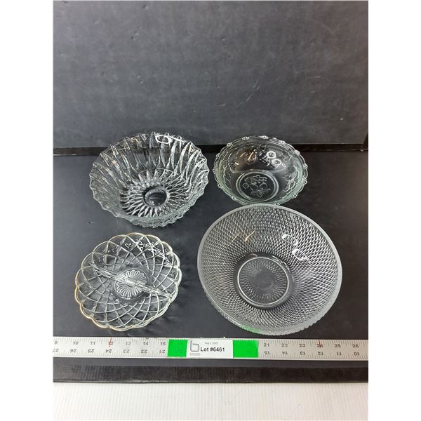 (4) Crystal & Glass Bowls, Up to 8.25" Diameter
