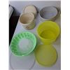 Image 3 : Plastic Dish Lot with Some Tupperware-Jello Mold, (3) Mixing Bowls, (4) Storage Containers- As