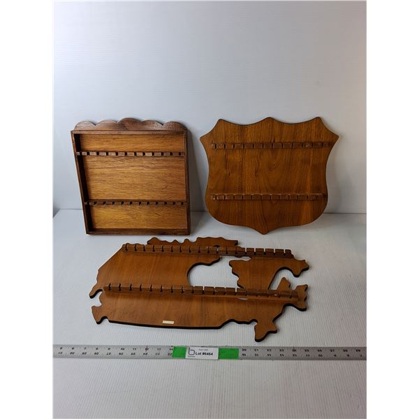 (3) Wooden Souvenir Spoon Hangers Up to 21.5"