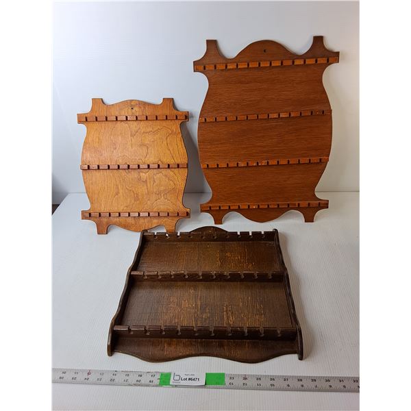 (3) Wooden Souvenir Spoon Displays Up to 20"