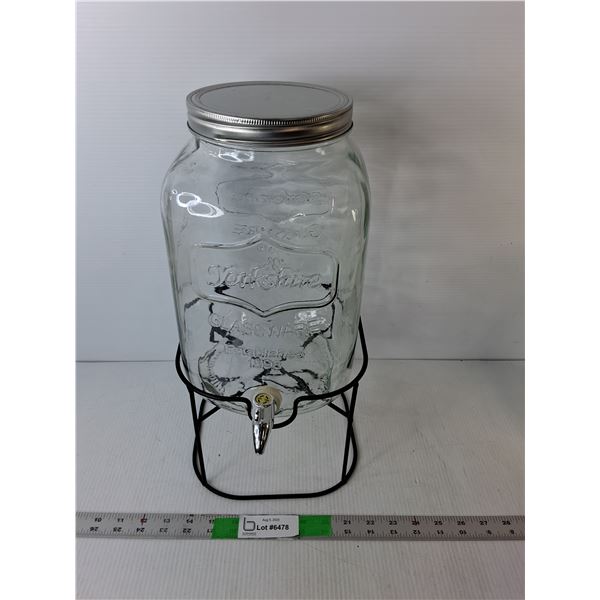 Yorkshire Glass Beverage Dispenser with Metal Stand 17" Tall