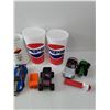 Image 2 : (2) Pepsi Cups, Variety Of Toy Cars, Mini Hockey Stick  & Pez Candy Dispenser