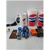 Image 3 : (2) Pepsi Cups, Variety Of Toy Cars, Mini Hockey Stick  & Pez Candy Dispenser