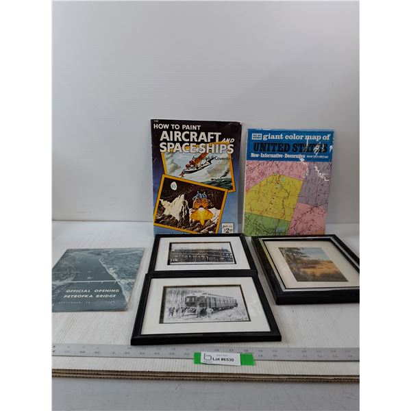 (3) Framed Pictures, Maple Of United States, How to Paint A Aircraft Book