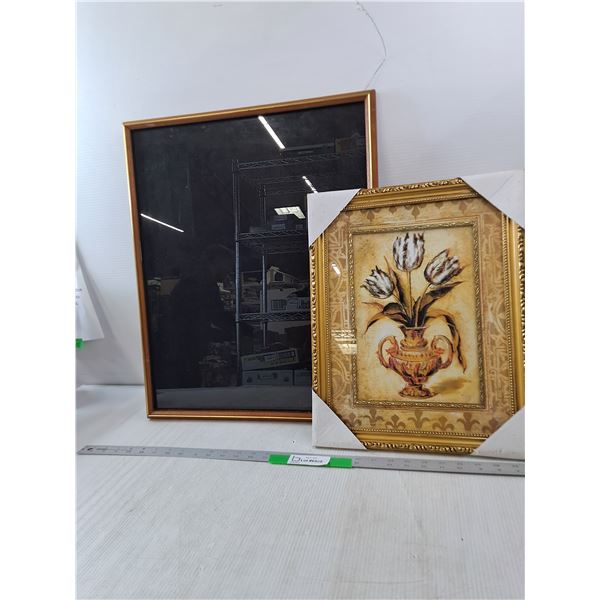 Empty Picture Frame (19" x 22.5") & Picture Of Flowers (13" x 17")