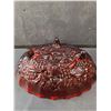 Image 4 : Red Glass Oval Shaped Bowl-12" x 8.5"