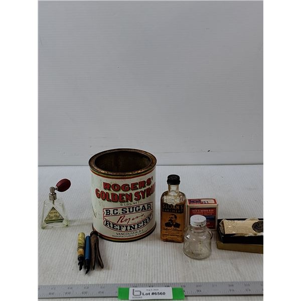 Rogers Golden Syrup Tin Can, Keens Oxford Blue, Lens Polish, Sloans Liniment & Replica Of Gold Brick