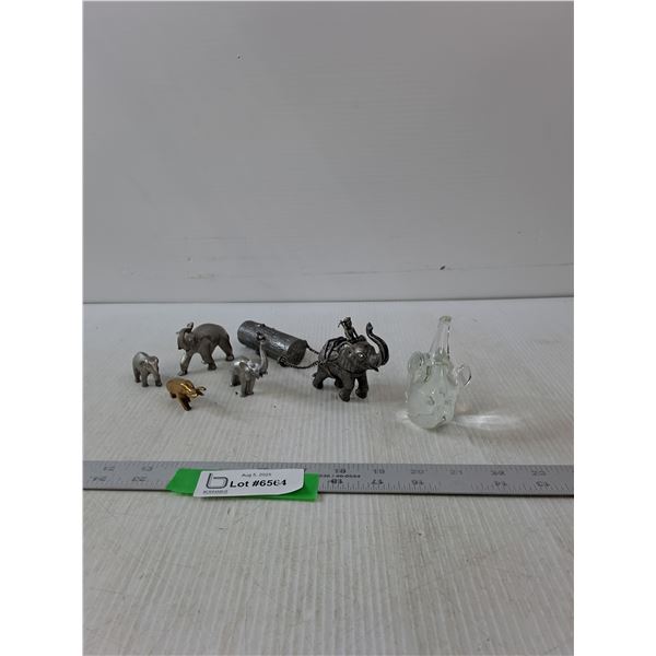 (5) Metal Elephant & Glass Elephant