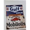 Image 2 : (2) Metal Novelty Signs -- Gargoyle Mobil Oils 12'' x 8'', Gulf Gasoline 12'' x 8''