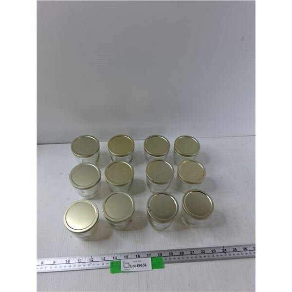 (12) Glass Jelly Jars With Lids