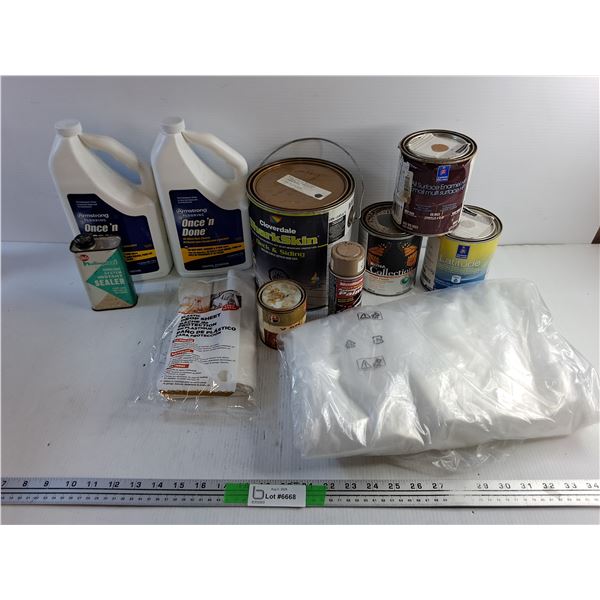 Plastic Drop Cloth, No Rinse Floor Cleaners, Acrylic Wood Stain, Car Paint, All Surface Enamel-