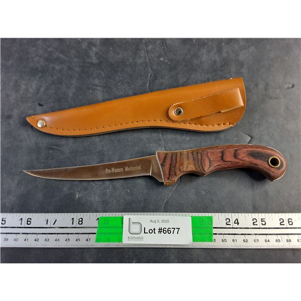 Pro Western Mechanical Butchers 6" Blade Knife and Sheath