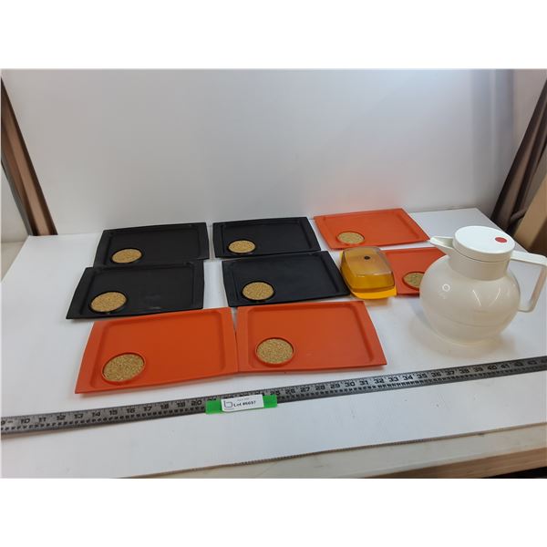 (1)4"x5" Rosti Container, (8) Vintage Acca Snack Plates, Dr.zimmermann Pitcher